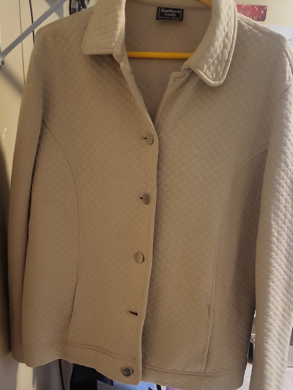 Southern Lady Quilted Light Cream Pea Coat